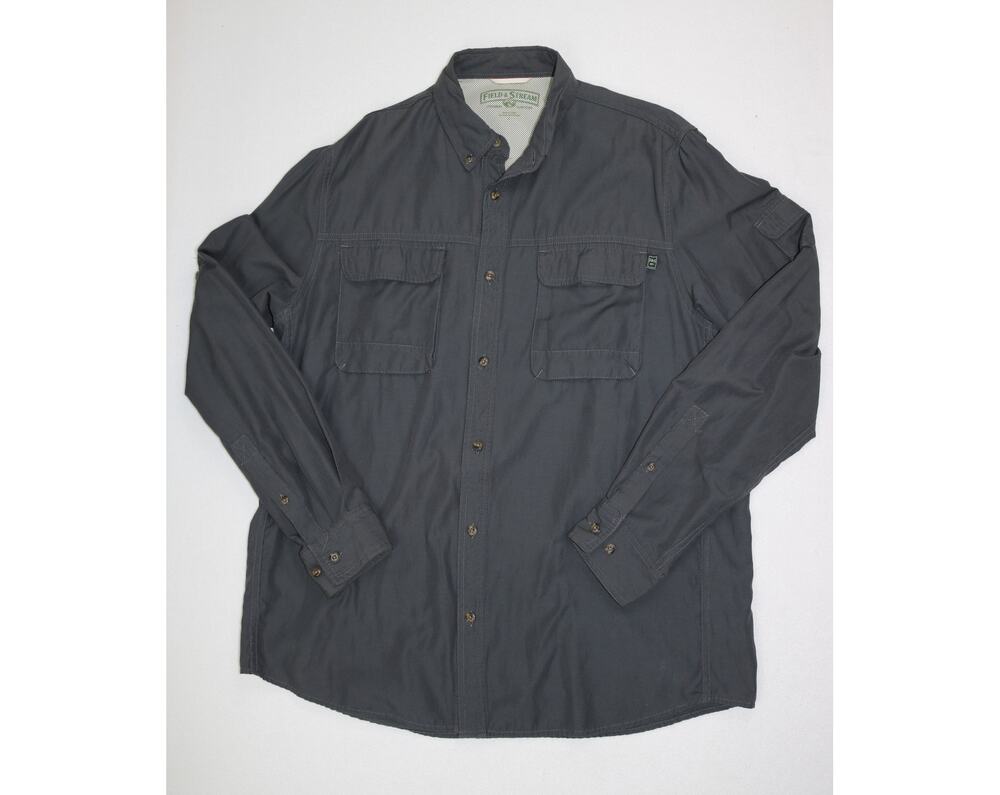 Field & Stream Men's Large Long Sleeve Button Up Shirt Fishing Hiking Gray L